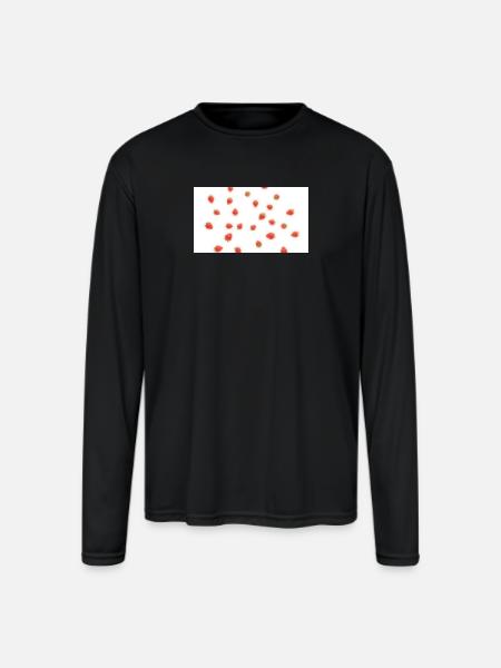 Strawberry Scatter Pattern - Men's Moisture Wicking Performance Long Sleeve T-Shirt - black