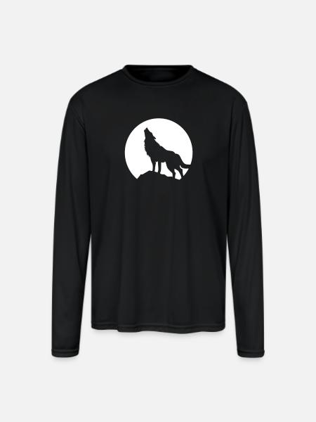 Howling Wolf - Men's Moisture Wicking Performance Long Sleeve T-Shirt - black