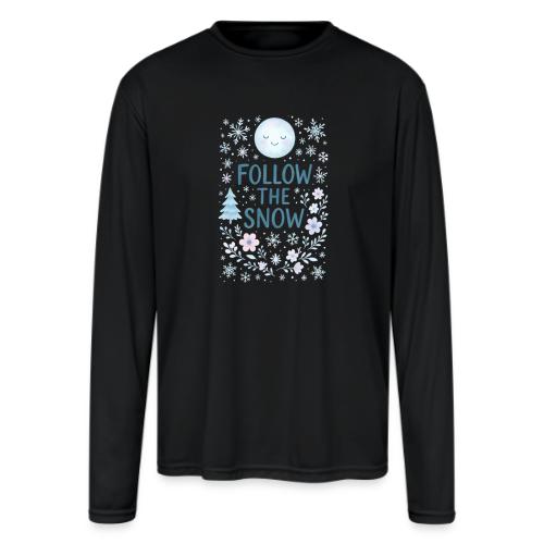 Follow the Snow – Cozy Winter Watercolor - Men's Moisture Wicking Performance Long Sleeve T-Shirt