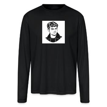 America Monochrome Portrait Line Art First - Men's Moisture Wicking Performance Long Sleeve T-Shirt - black - Front