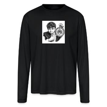 Gentleman Timekeeper Illustration - Men's Moisture Wicking Performance Long Sleeve T-Shirt - black - Front