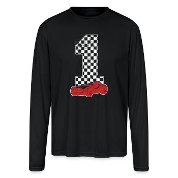 Checkered 1 Racing Car - Men's Moisture Wicking Performance Long Sleeve T-Shirt - black - Front