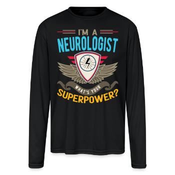 Neurologist Funny Neurology Brain Doctor - Men's Moisture Wicking Performance Long Sleeve T-Shirt - black - Front