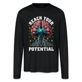 Neurosurgeon Reach Your Potential Neuroscientist - Men's Moisture Wicking Performance Long Sleeve T-Shirt - black - Front