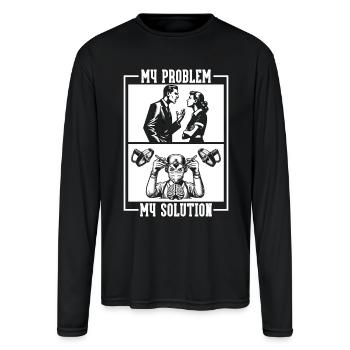 Neurosurgeon My Problem My Solution Pictogram Mom - Men's Moisture Wicking Performance Long Sleeve T-Shirt - black - Front