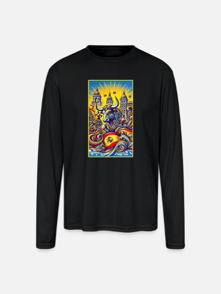 Spanien Stier Espana Design - Men's Moisture Wicking Performance Long Sleeve T-Shirt - black