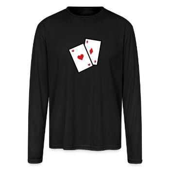 Gambling Poker Cards - Men's Moisture Wicking Performance Long Sleeve T-Shirt - black - Front