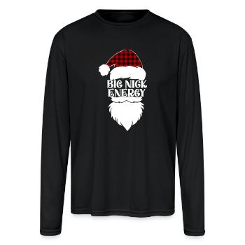 Big Nick Energy Christmas Santa Face Naughty - Men's Moisture Wicking Performance Long Sleeve T-Shirt - black - Front
