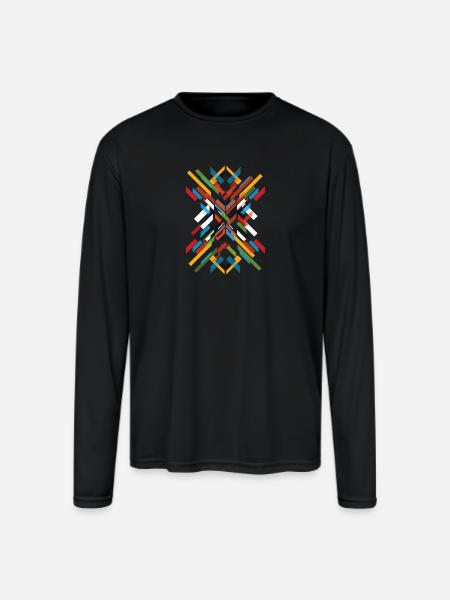 Fractal Pattern - Men's Moisture Wicking Performance Long Sleeve T-Shirt - black