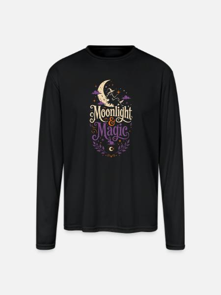 Moonlight & Magic Tshirt - Men's Moisture Wicking Performance Long Sleeve T-Shirt - black