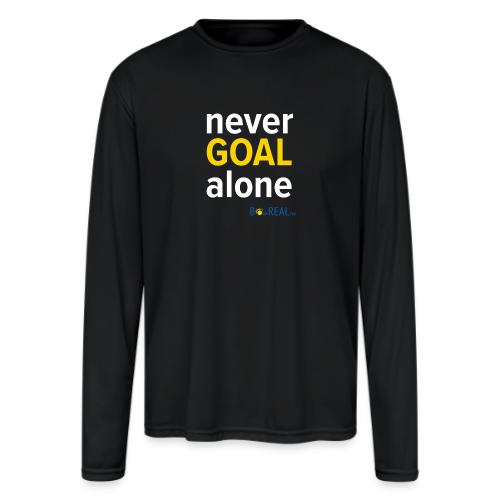 Never GOAL Alone - Black/Navy - Men's Moisture Wicking Performance Long Sleeve T-Shirt