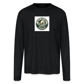 Wild And Free Wolf Mountain - Men's Moisture Wicking Performance Long Sleeve T-Shirt - black - Front
