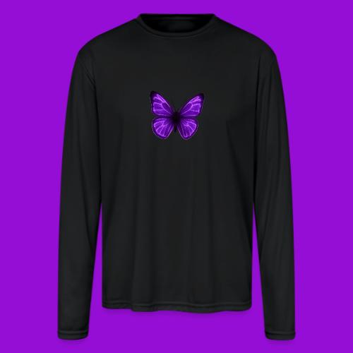 Neon Purple Butterfly - Men's Moisture Wicking Performance Long Sleeve T-Shirt