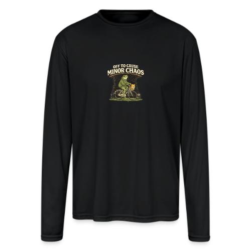 Minor Chaos Vintage Frog and Cat on Bicycle - Men's Moisture Wicking Performance Long Sleeve T-Shirt