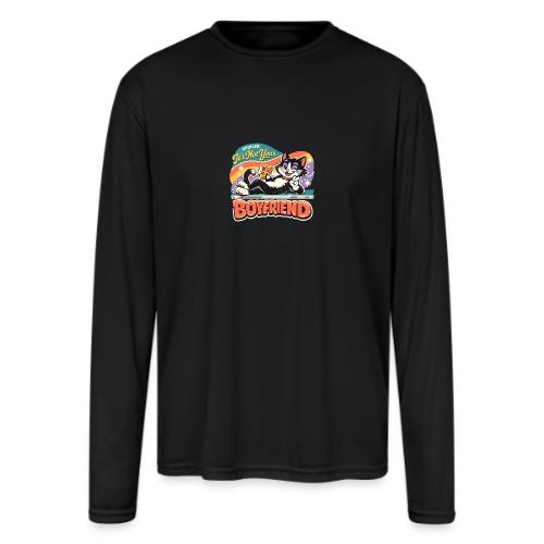 Sassy Cat Pride Pizza Retro Comic - Men's Moisture Wicking Performance Long Sleeve T-Shirt