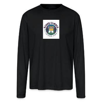 Happy Camper Outdoor Vibes Badge - Men's Moisture Wicking Performance Long Sleeve T-Shirt - black - Front