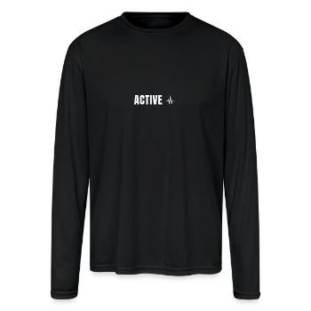 Active brand - Men's Moisture Wicking Performance Long Sleeve T-Shirt - black - Front
