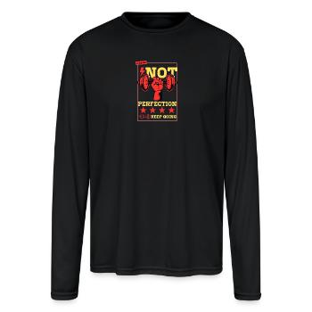 Progress Not Perfection - Men's Moisture Wicking Performance Long Sleeve T-Shirt - black - Front