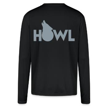 moon wolf HOWL - Men's Moisture Wicking Performance Long Sleeve T-Shirt - black - Back