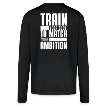 Train Body to Match Ambition Tee - Men's Moisture Wicking Performance Long Sleeve T-Shirt - black - Back