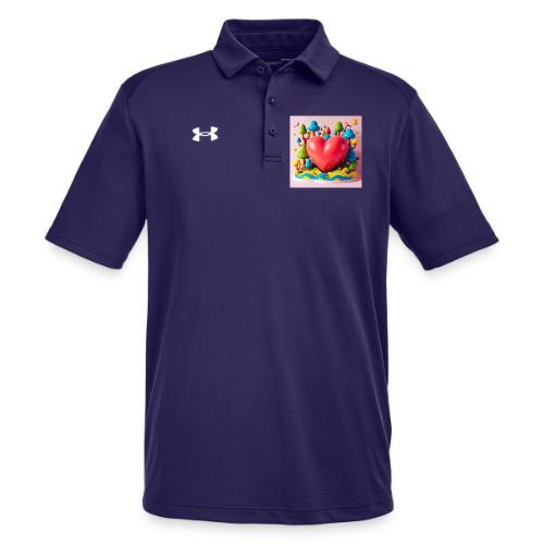 Big red heart, surrounded by landscape, nature - Under Armour Men's Tech Polo