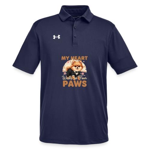 My Heart Walks on Four Paws – Pomeranian tee - Under Armour Men's Tech Polo
