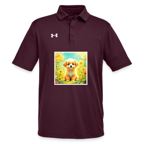 Cute Puppy Flower Art - Under Armour Men's Tech Polo