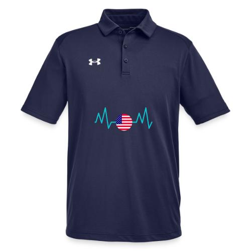 Heartbeat USA Flag – Patriotic American Pride Tee - Under Armour Men's Tech Polo