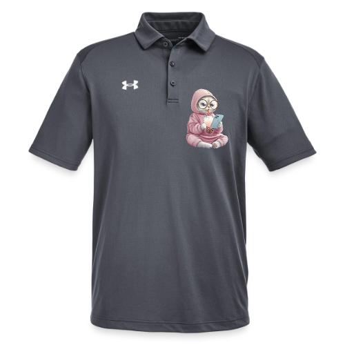 Cool Cat Bubble Tea Cartoon Design - Under Armour Men's Tech Polo