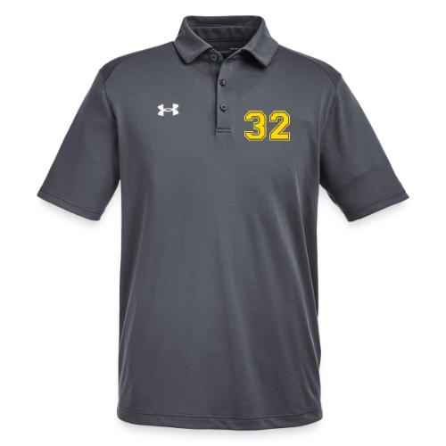 Number 32 in a classic athletic collegiate font - Under Armour Men's Tech Polo
