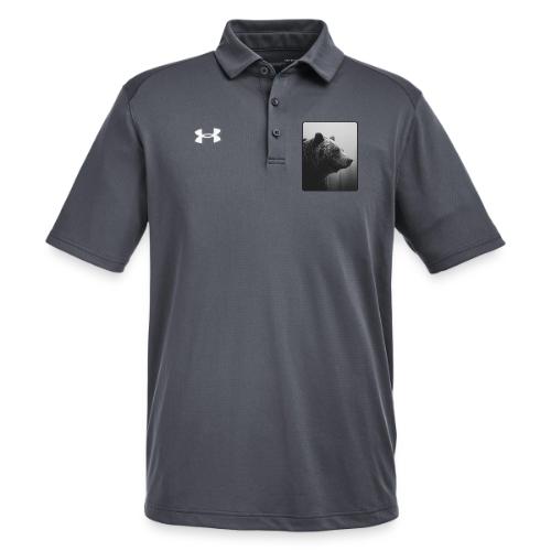 Grizzly Bear Black White Portrait Design - Under Armour Men's Tech Polo