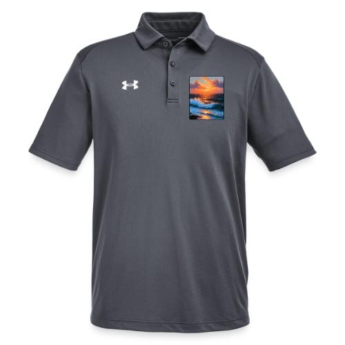 Sunset Storm Waves Oil Painting - Under Armour Men's Tech Polo