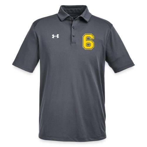 Number 6 in a classic athletic collegiate font - Under Armour Men's Tech Polo