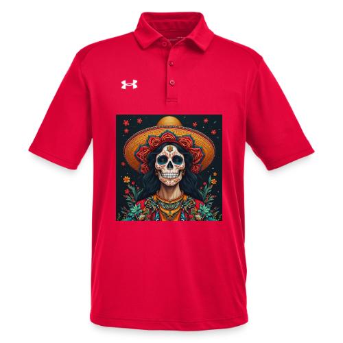Charra Skull Art | Traditional Mexican Design - Under Armour Men's Tech Polo