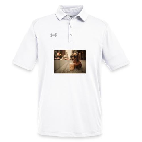 Funny Dachshund Iced Coffee Lover Tee - Under Armour Men's Tech Polo
