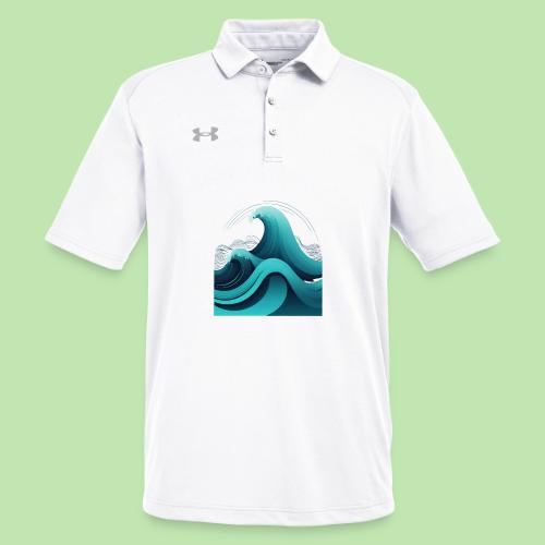 Dynamic Ocean Wave Illustration - Under Armour Men's Tech Polo