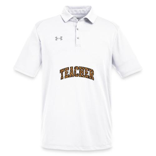 Leopard Print Teacher Typography - Under Armour Men's Tech Polo