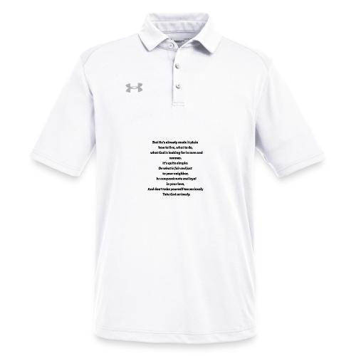Black Micah 6:8 message - Under Armour Men's Tech Polo