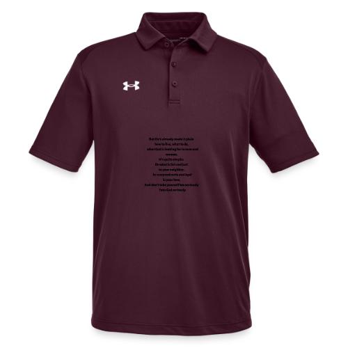 Black Micah 6:8 message - Under Armour Men's Tech Polo