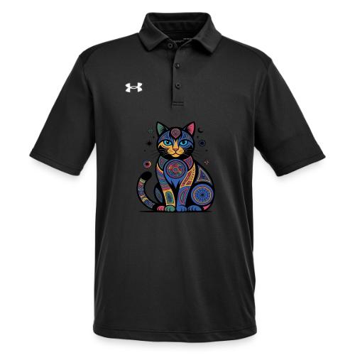 Vibrant Geometric Cat Mandala - Under Armour Men's Tech Polo