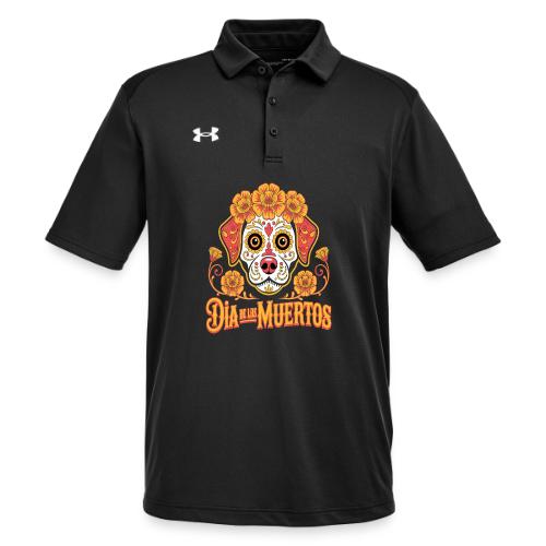 Dia De Los Muertos Dog Skull Flowers - Under Armour Men's Tech Polo