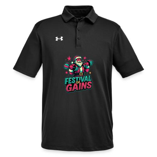 Festival of Gains Funny Gym Santa Christmas - Under Armour Men's Tech Polo
