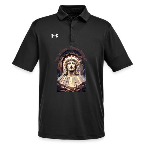 Easter He Is Risen Face of Christ T Shirt, Gift - Under Armour Men's Tech Polo