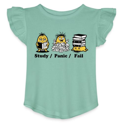 Funny Student Study Panic Fail Back To School - Toddler Girls Flutter T-shirt