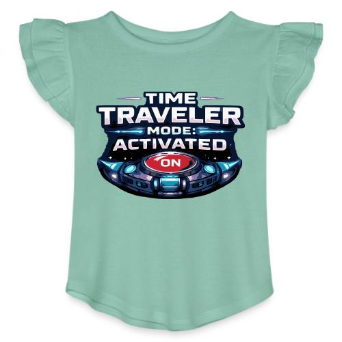 Time Traveler Mode – Futuristic Neon Sci-Fi Tee - Toddler Girls Flutter T-shirt