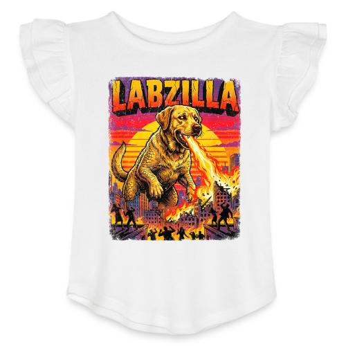 Labzilla Giant Yellow Labrador Monster Tee - Toddler Girls Flutter T-shirt