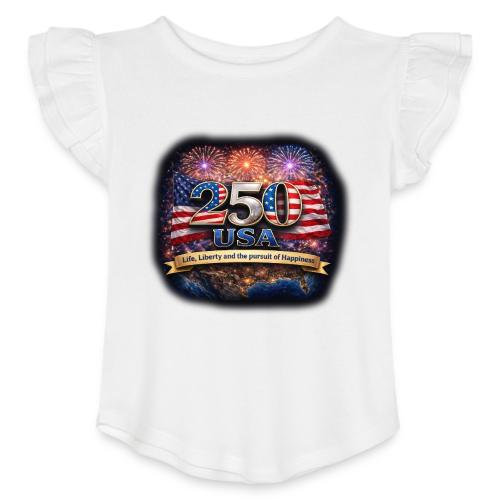 USA 250th Celebration - Toddler Girls Flutter T-shirt