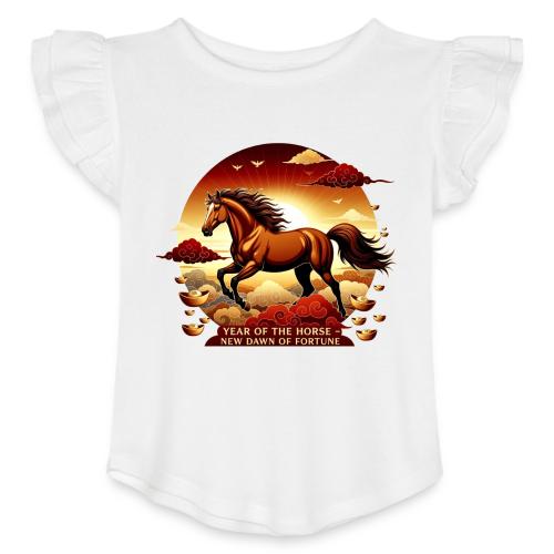 Year of the Horse Sunrise T Shirt, Lunar New Year - Toddler Girls Flutter T-shirt