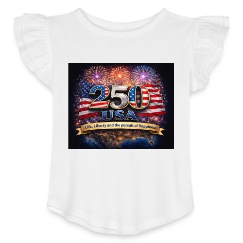 USA 250th Celebration - Toddler Girls Flutter T-shirt