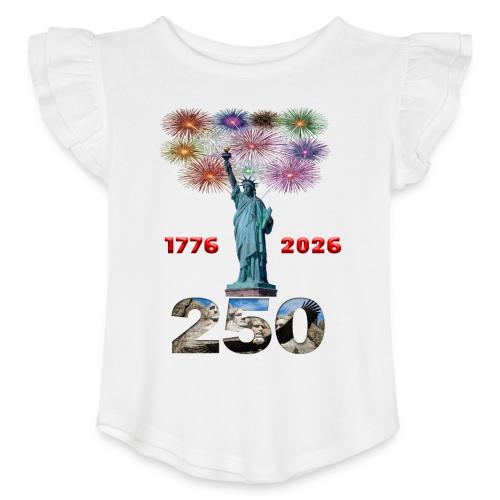 1776 - 2026 | 250 Years USA | Fireworks - Toddler Girls Flutter T-shirt